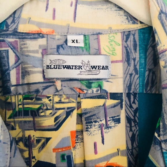 Bluewater Shirts Vintage Bluewater Fishing Camp Shirt Mens Xl Made